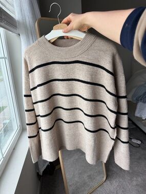 Striped Beige & Black Knit Sweater
